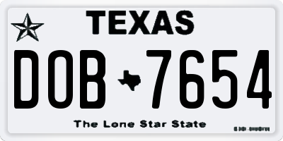 TX license plate DOB7654