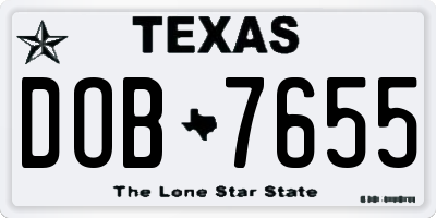 TX license plate DOB7655