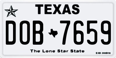 TX license plate DOB7659
