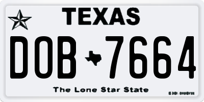 TX license plate DOB7664