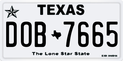 TX license plate DOB7665