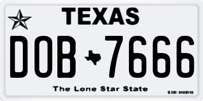 TX license plate DOB7666