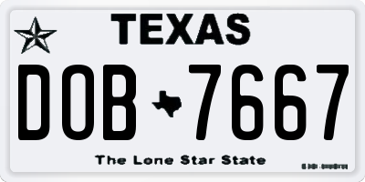 TX license plate DOB7667