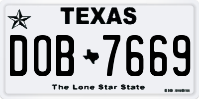 TX license plate DOB7669