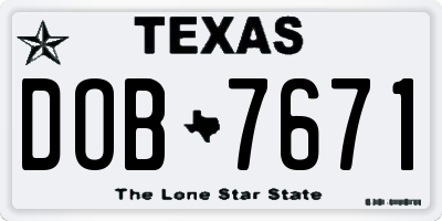 TX license plate DOB7671