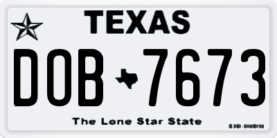 TX license plate DOB7673