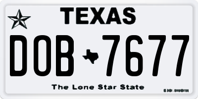 TX license plate DOB7677