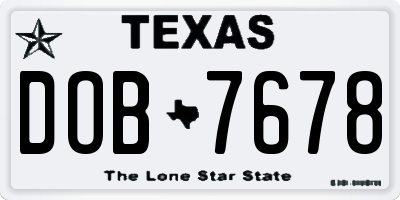 TX license plate DOB7678