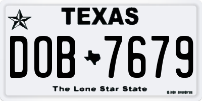 TX license plate DOB7679