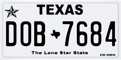 TX license plate DOB7684