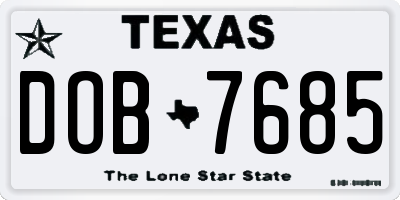 TX license plate DOB7685