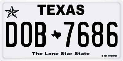 TX license plate DOB7686
