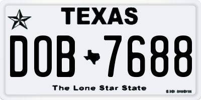 TX license plate DOB7688