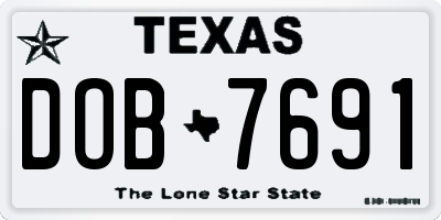 TX license plate DOB7691