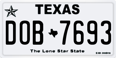 TX license plate DOB7693