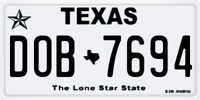 TX license plate DOB7694