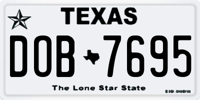 TX license plate DOB7695