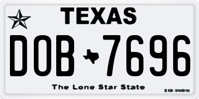TX license plate DOB7696