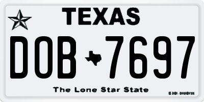 TX license plate DOB7697