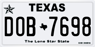 TX license plate DOB7698
