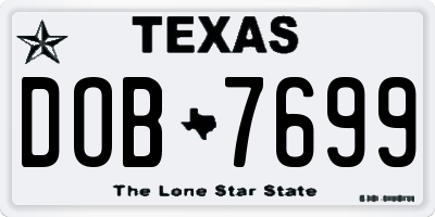 TX license plate DOB7699