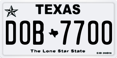 TX license plate DOB7700