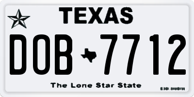 TX license plate DOB7712