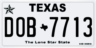 TX license plate DOB7713
