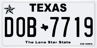 TX license plate DOB7719