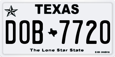 TX license plate DOB7720