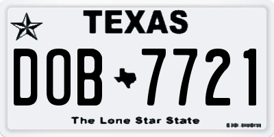 TX license plate DOB7721