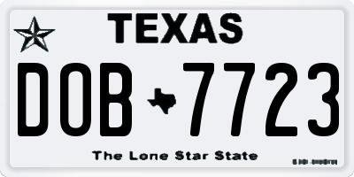 TX license plate DOB7723