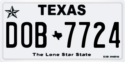 TX license plate DOB7724