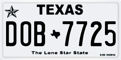TX license plate DOB7725