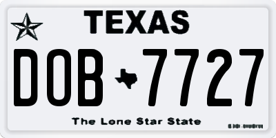 TX license plate DOB7727