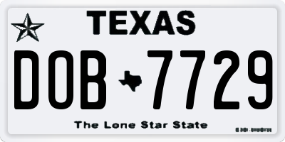 TX license plate DOB7729
