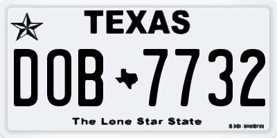 TX license plate DOB7732