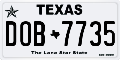 TX license plate DOB7735