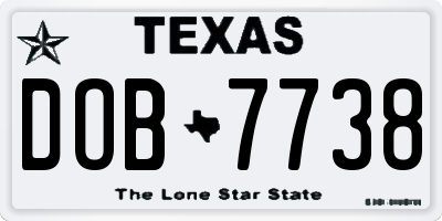 TX license plate DOB7738