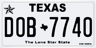 TX license plate DOB7740