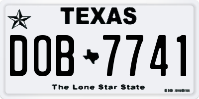 TX license plate DOB7741