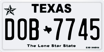 TX license plate DOB7745