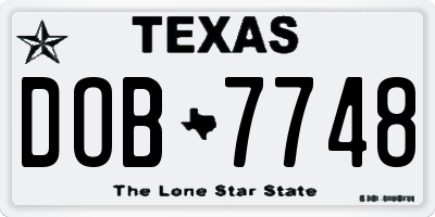 TX license plate DOB7748