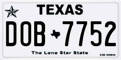 TX license plate DOB7752