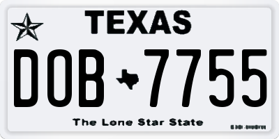 TX license plate DOB7755