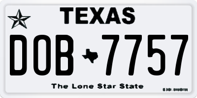 TX license plate DOB7757