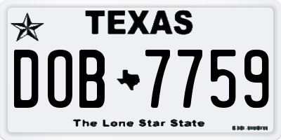 TX license plate DOB7759