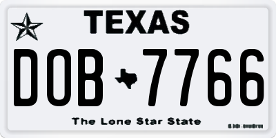 TX license plate DOB7766