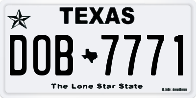 TX license plate DOB7771