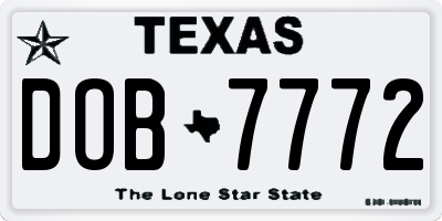 TX license plate DOB7772